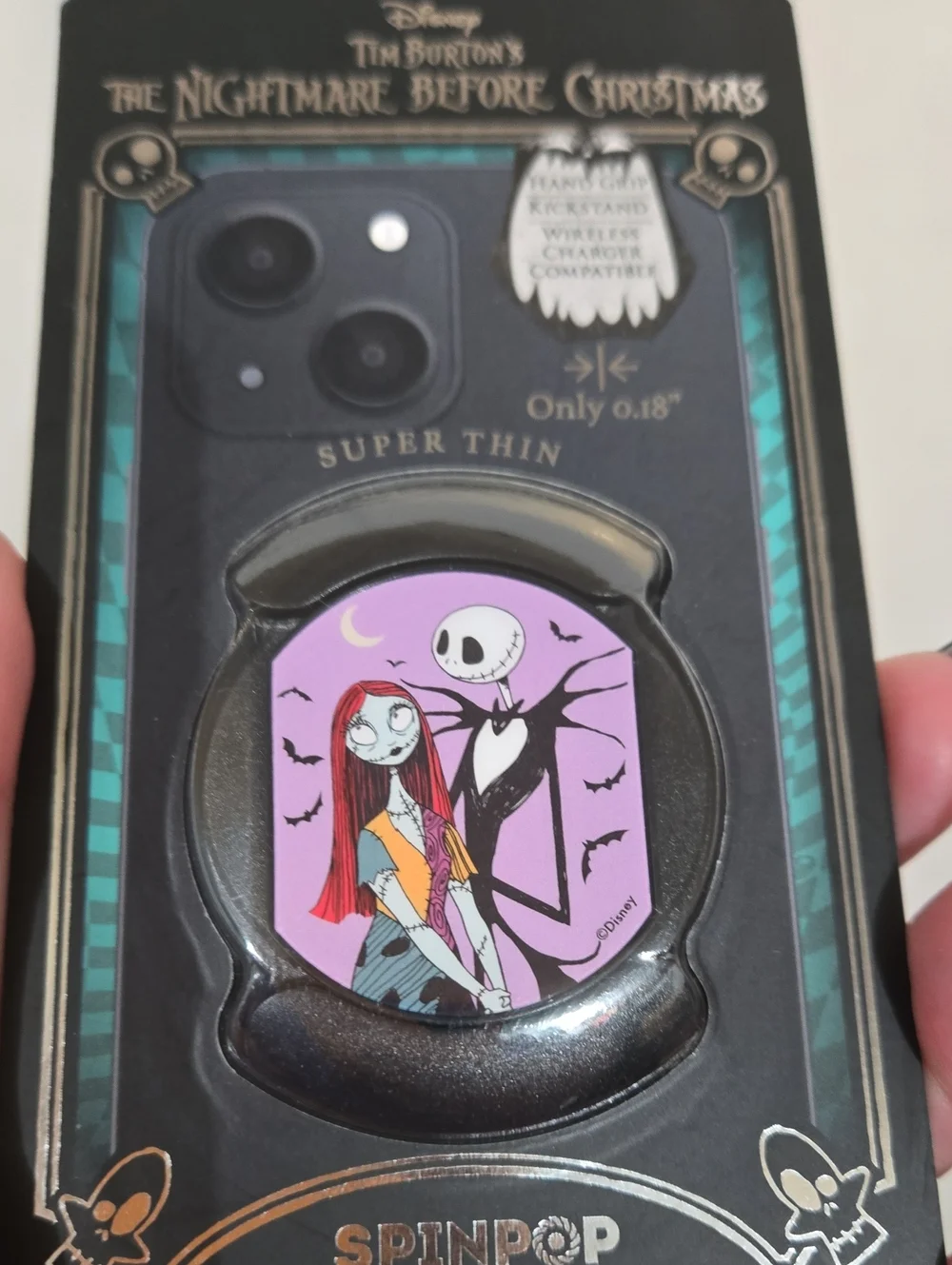 Disney The Nightmare Before Christmas Slim Grip Phone Grip - Purple & Pink